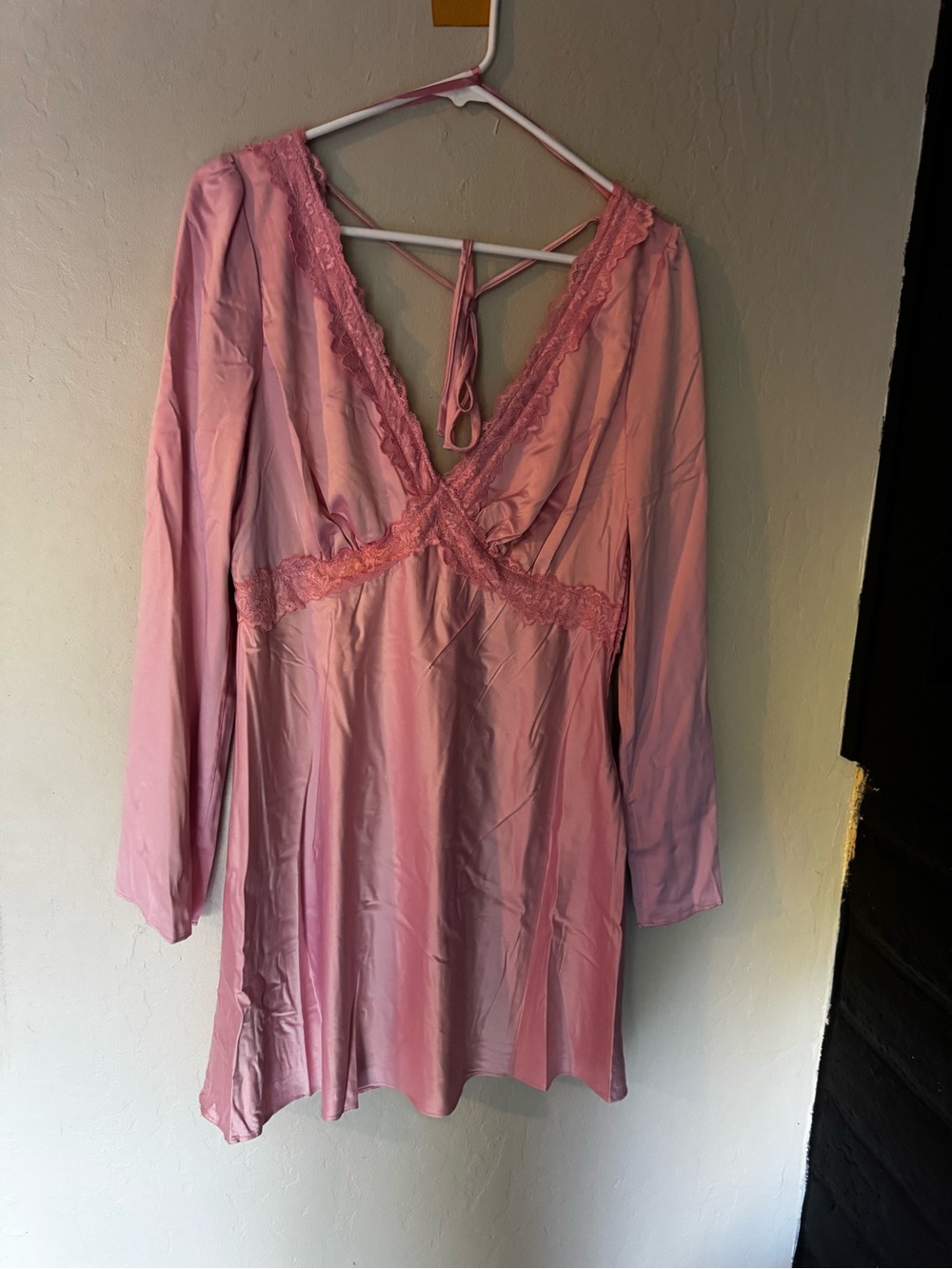 B Darlin Pink Lace-Trim Long Sleeve Chemise